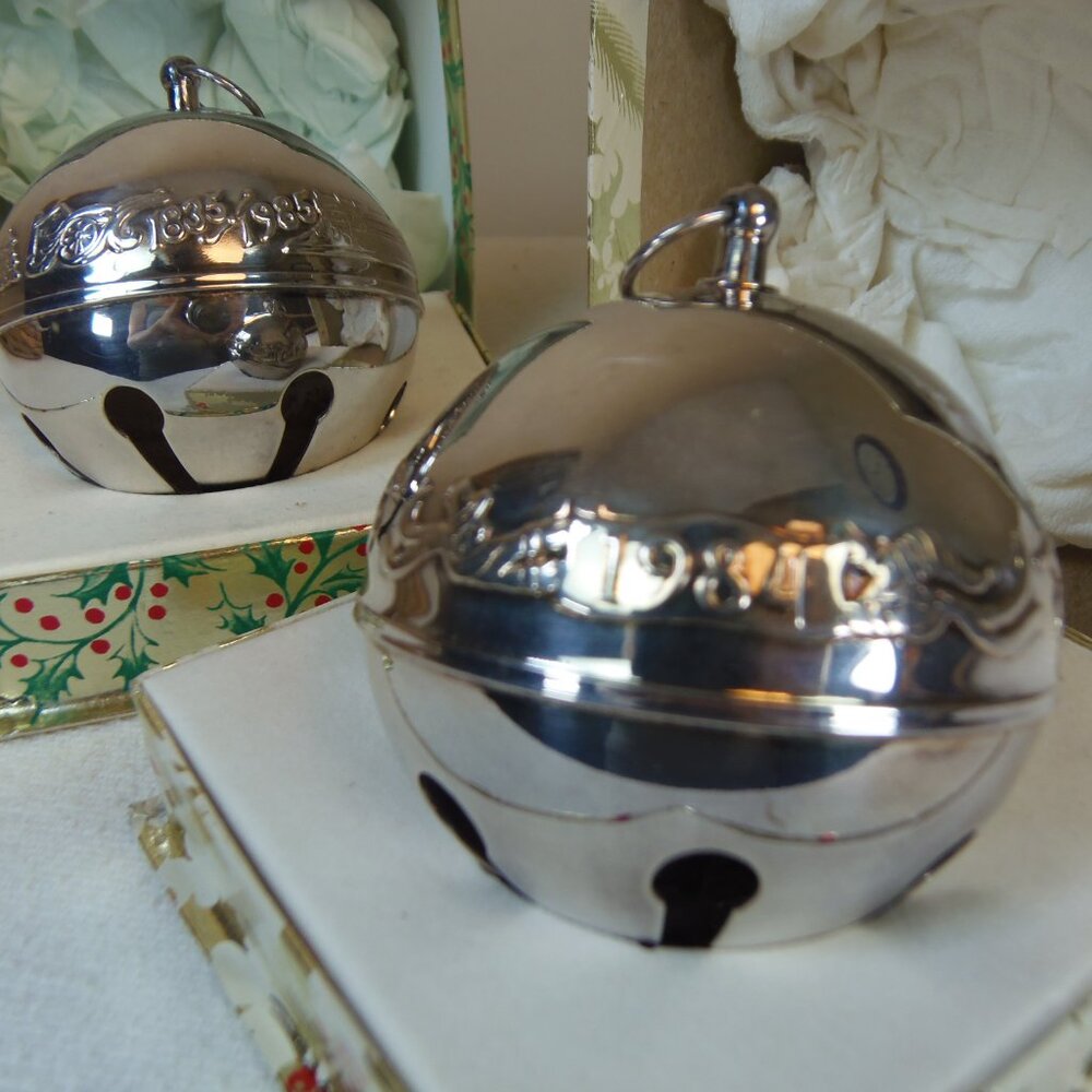 Vintage Collectible 1984 & 19854 Wallace Silver Plated Christmas Sleighbells